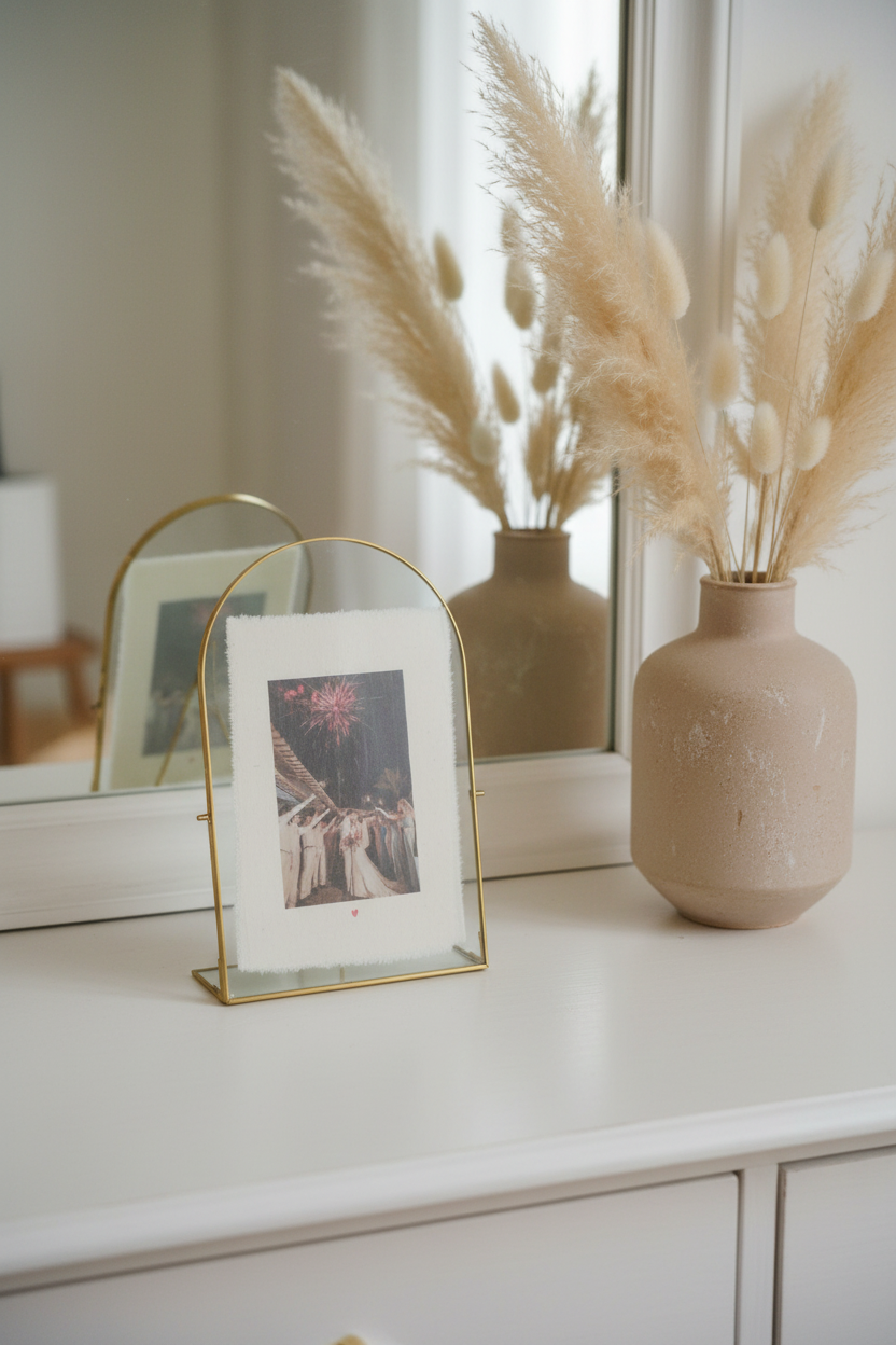 Revelado en marco de cristal curvo